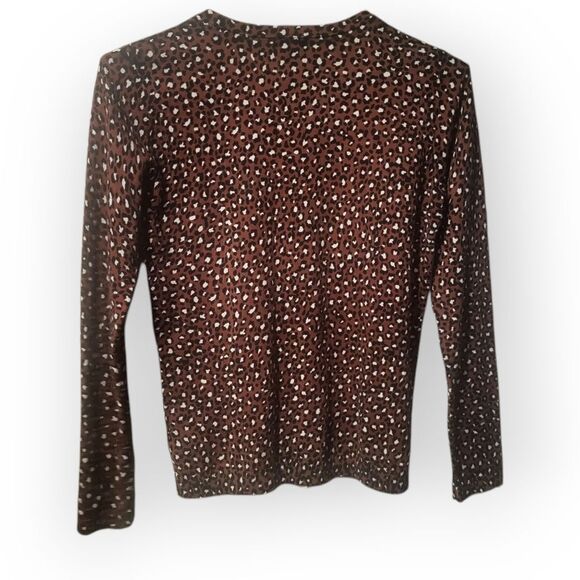 Talbots Animal Print Button Down Cardigan Xs Preppy Chic Office Classic Twee - Picture 2 of 5